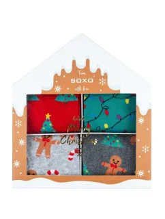 SOXO VÁNOČNÍ PONOŽKY V KRABICI / 4 BALENÍ 70750A