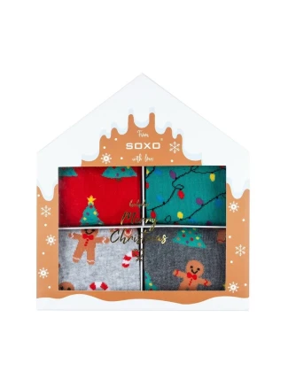 SOXO VÁNOČNÍ PONOŽKY V KRABICI / 4 BALENÍ 70750A