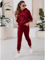 VIP PRIVATE dámská velurová souprava vínová FashionStreet AY0869