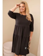 Dámská bavlněná sukni Plus Size s volánky a ohrnutým rukávem hnědá