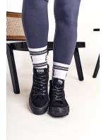 Dámské Vysoké Tenisky Na Velké Podrážce BIG STAR FF274244 černé Dámské Vysoké Tenisky Na Velké Podrážce BIG STAR FF274244 černé