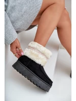 Dámské Sněhule Na Platformě S Kožíškem A Vzorem Černé Deepanti