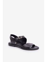 Dámské kožené ploché sandály Zazoo 3014 černé
