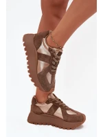 Dámské Zateplené Sneakersy Na Platformě Big Star OO274A218 HI-POLY SYSTEM Hnědé