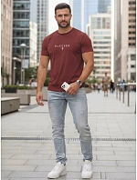Pánské bavlněné tričko s potiskem BLESSED bordó FashionStreet NX5124R