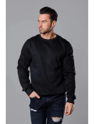 Černá pánská mikina s kulatým výstřihem (68B2001-3) Černá pánská mikina s kulatým výstřihem (68B2001-3)