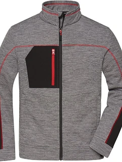 Daiber JN 1818 Pánská pletená fleecová bunda 02.1818 carbon melange/black/red
