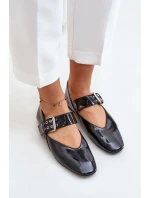 Lakované Baletky S Páskem Černé Azirae