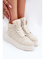 Vysoké dámské sneakers na platformě béžové Tillive