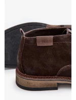 Semišové Pánské Šněrovací Kotníkové Boty Big Star OO174145 Tmavě hnědé