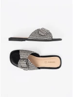 Trendy  nazouváky Czarno-biały dámské na plochém podpatku