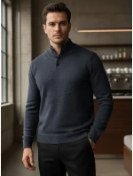 Pánský svetr se stojáčkem tmavě modrý FashionStreet WX2357