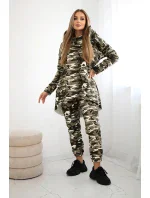 Dámská souprava s kapucí a maskáčovým potiskem khaki + ecru Dámská souprava s kapucí a maskáčovým potiskem khaki + ecru