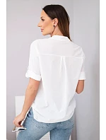 Dámská košilová bavlněná halenka s krátkým rukávem a kapsičkou bílá Dámská košilová bavlněná halenka s krátkým rukávem a kapsičkou bílá