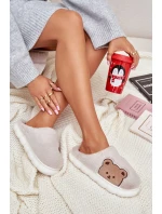 Dámské Kožené Pantofle Medvědi Béžové Firedi