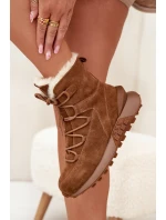 Dámské Sněhule Z Semiše S Kožíškem Big Star SS274318 Hnědé