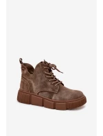 Semišové nízké dámské kotníky na platformě Big Star SS274594 béžové Semišové nízké dámské kotníky na platformě Big Star SS274594 béžové