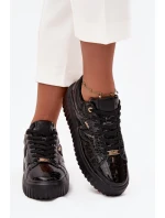 Lakované dámské tenisky na platformě Lee Cooper LCJ-25-09-3870 Černé