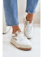 Dámské kožené sportovní boty na masivní platformě béžové Belisso Dámské kožené sportovní boty na masivní platformě béžové Belisso