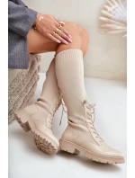 Šněrovací kozačky s elastickým svrškem černé Vamilena