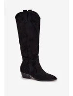 Eko Semišové Kozačky Dámské Na Podpatku Černé Jenaya Eko Semišové Kozačky Dámské Na Podpatku Černé Jenaya