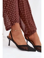 Sandály z pleteniny na podpatku Černé Hanelis