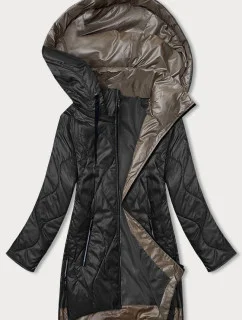 Černá dámská bunda s odepínací kapucí (B8218-1)