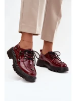 Lakované kožené dámské polobotky s přezkami Artiker 57C0336 bordó