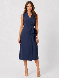 Dámské elegantní zavinovací šaty S275 tmavě modré - Stylove