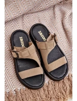 Dámské Semišové Pantofle Na Platformě Béžové Zazoo 3024