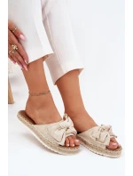 Dámské Pantofle Na Platformě S Pletením A Mašlí Béžové Alpireda