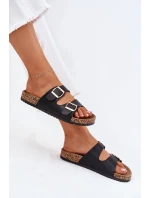 Dámské sandály s přezkami z eko kůže černé Iskira