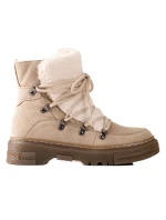 Módní hnědé dámské  sněhule bez podpatku