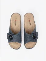 Pohodlné tmavě modré dámské  nazouváky na plochém podpatku