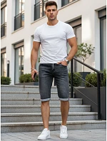 Pánské džínové šortky s lemem černé FashionStreet SX2619