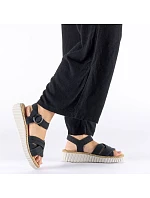 Dámské černé sandály na platformě se suchým zipem Rieker 63781-00