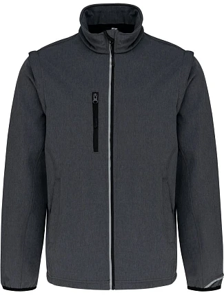 Kariban ProAct PA 323 3-vrstvá softshellová bunda s odep. rukávy 20.P323 marl dark grey Kariban ProAct PA 323 3-vrstvá softshellová bunda s odep. rukávy 20.P323 marl dark grey