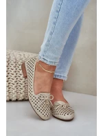 Děrované Baletky S Mašlí Eko Kůže Zlaté Relabra
