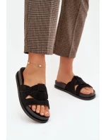 Dámské pantofle Eko semiš s pásky Černé Marivessa