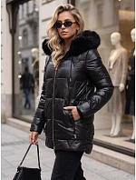 Dámská zimní prošívaná bunda s kapucí, černá, FashionStreet TY5755 Dámská zimní prošívaná bunda s kapucí, černá, FashionStreet TY5755