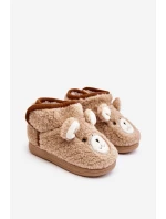 Dětské vyšívané pantofle s medvídkem hnědé Eberra Dětské vyšívané pantofle s medvídkem hnědé Eberra