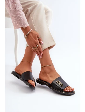 Zazoo 40384 Elegantní Dámské Kožené Černé Žabky