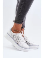 Dámské perforované tenisky na platformě z bílé kůže Peilaeno