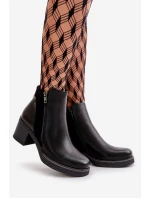 Dámské Botky Z Eko Kůže Na Podpatku Zateplené Černé Revianna