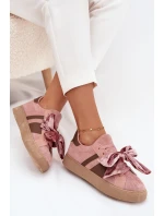 Dámské tenisky s semišovou mašlí růžové Ashlyn