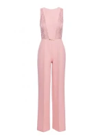 M866 Kombinéza s krajkovými panely - pudrová