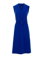 S410 Šaty áčkového střihu s vázáním a výstřihem do V - královsky modré S410 Šaty áčkového střihu s vázáním a výstřihem do V - královsky modré