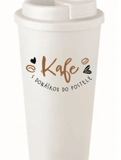 KAFE S DONÁŠKOU DO POSTELE - bílý termohrnek 475 ml
