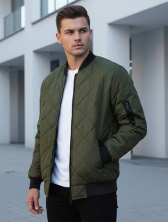 Pánská prošívaná bunda bomber zelená TX2216