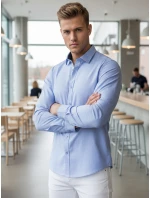 Pánská elegantní hladká modrá košile SLIM FIT FashionStreet DX2613